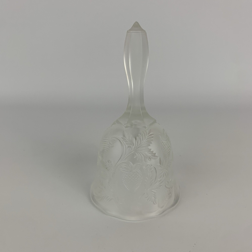 Vintage Fenton Strawberry Pressed Pattern Satin Glass Bell 6" - Picture 2 of 12